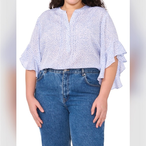 Vince Camuto plus-size pull-over blouse - 3/4 ruffle flutter sleeves - size 2X - Picture 1 of 6
